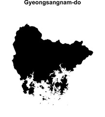 Gyeongsangnam-do province blank outline map