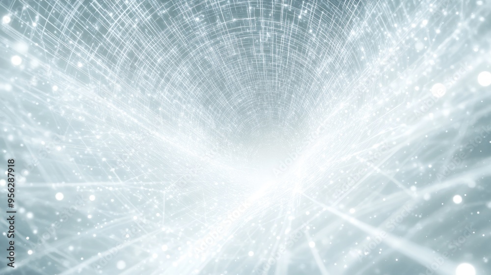 Aufkleber 3D illustration featuring a white abstract background with a high tech network cyberspace grid and a starry outer space texture