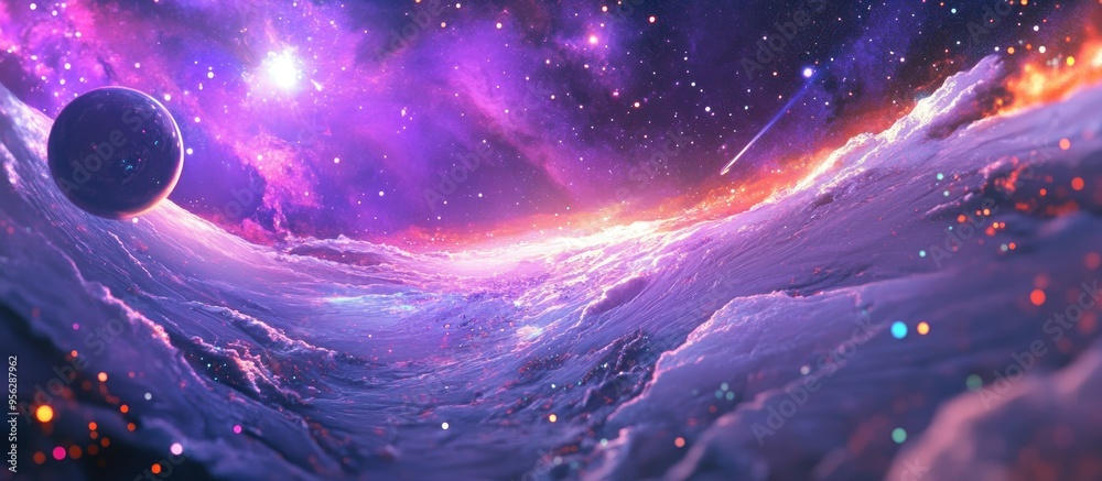 Poster cosmos art in a 3d cartoon rendering