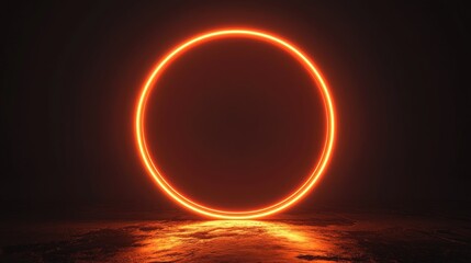 Neon orange circle against a dark backdrop