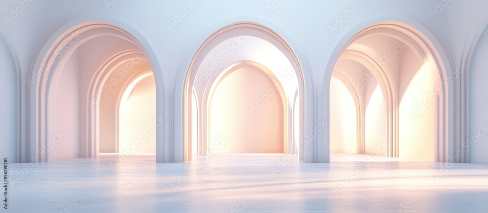 Poster Abstract architectural backdrop featuring arched interiors in a 3D rendering
