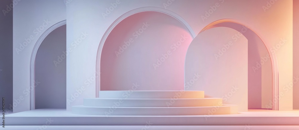 Poster Abstract fantasy podium display 3D rendering