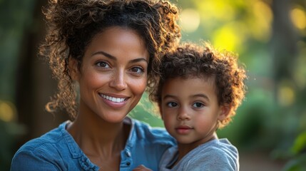 Fototapeta premium Joyful Nurse Bonding with Children in Park, Embracing Family Life and Wellness Together