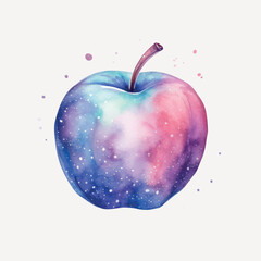 Colorful watercolor galaxy apple