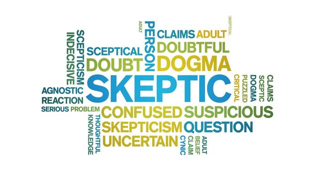 Skeptic animated word cloud;text design animation tag kinetic typography seamless loop.