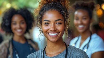 Diverse Healthcare Team Volunteering at Community Health Fair Promoting Wellness and Health Awareness
