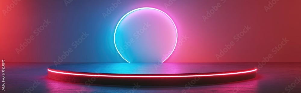 Poster Abstract beige background featuring a geometric shape podium designed for product presentation in 3D rendering
