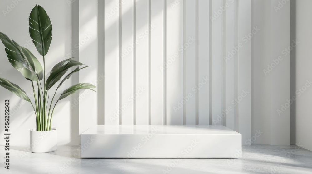 Poster sleek white pedestal design for showcasing products 3d rendering