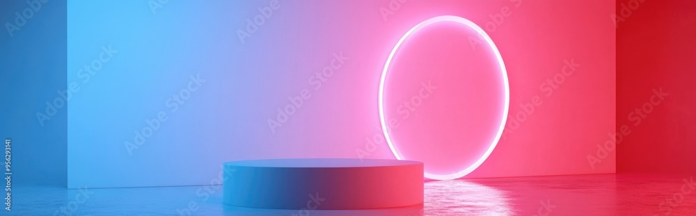 Poster Minimalist geometry mockup featuring abstract pastel pink backdrop in 3D rendering