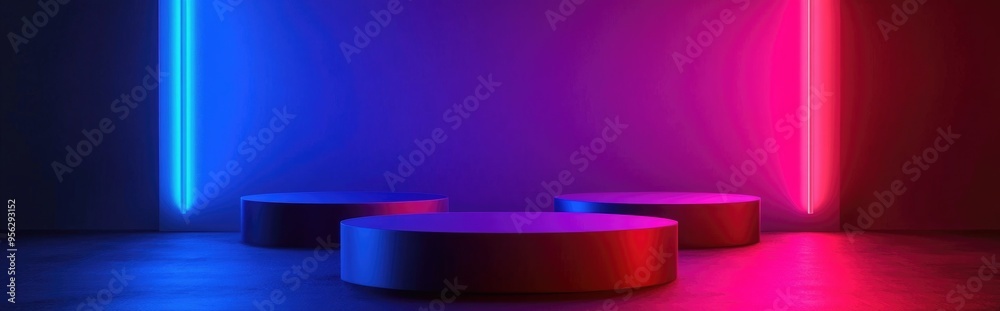 Poster Abstract background featuring 3D geometric podiums for product showcase high quality 3D rendering