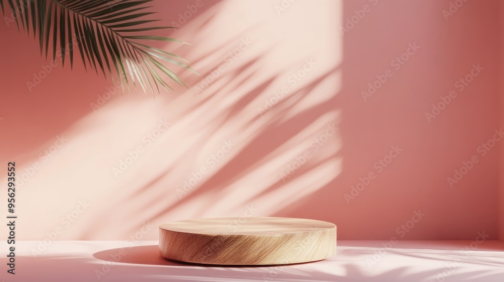 Aufkleber pastel light red and salmon pink minimal 3d render with a simple natural product display featuring a