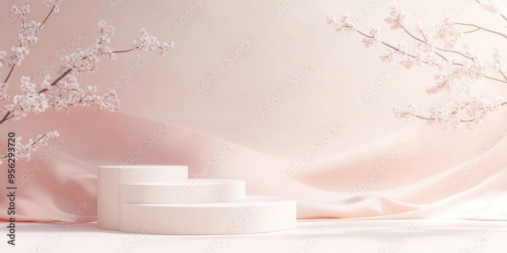 Fototapete step podiums on a pastel background an abstract minimal scene featuring geometric elements designed 
