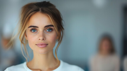 Business Woman And Thinking Smile Office Vis