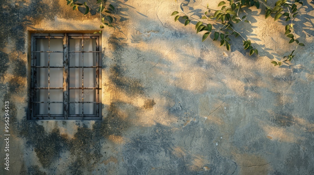 Poster a beautiful design of of wall textured with window
