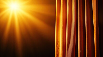 Illuminated curtain with a warm glow, creating a dramatic effect for stage or theater background. Perfect for artistic projects.