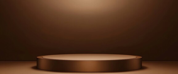 Empty round podium on brown background.