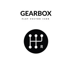 Gearbox black and white flat vector icon design. Gearbox symbol and glyph design