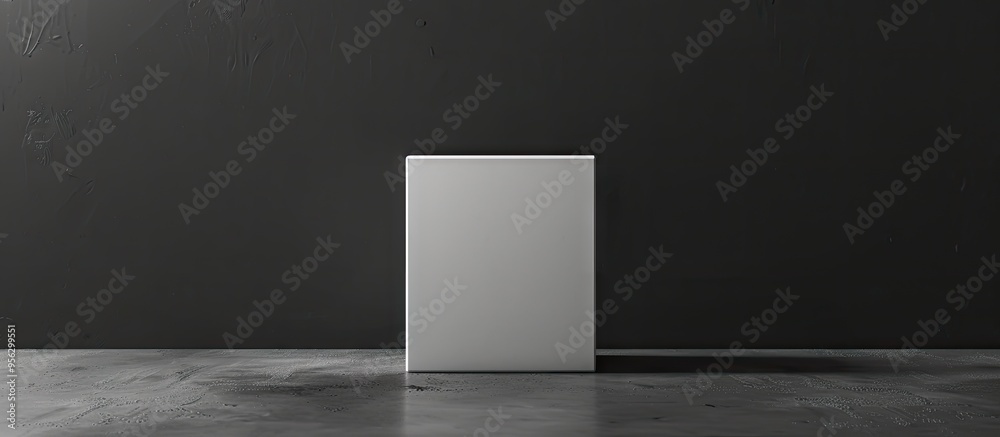 Fototapete Sleek and modern white block against a black background creates a striking visual effect suitable for emphasizing minimalist designs with bold colors and typography in a copy space image