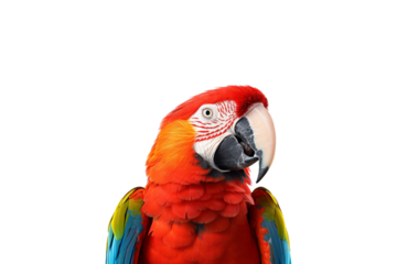 A closeup of a scarlet macaw bird. Bright and colorful birds are suitable for nature, wildlife, tropical, and exotic themes