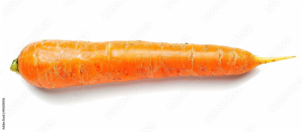 Aufkleber Isolated on white background with clipping path top view of a single orange carrot is featured in a copy space image