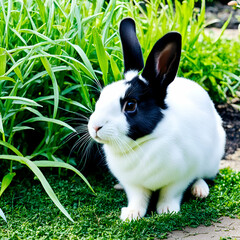 white rabbit on green grass