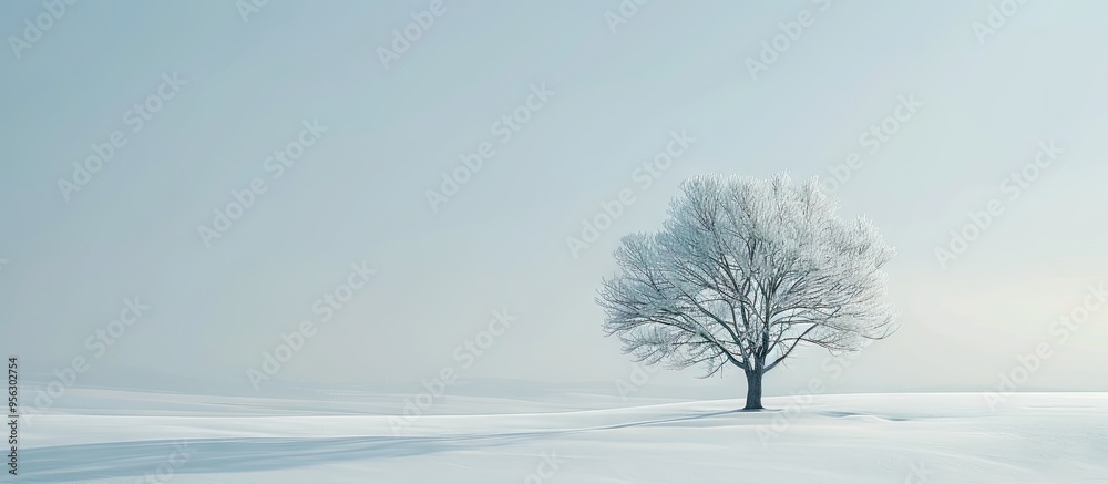 Leinwandbilder a lone lenga tree standing in the snow creating a serene copy space image