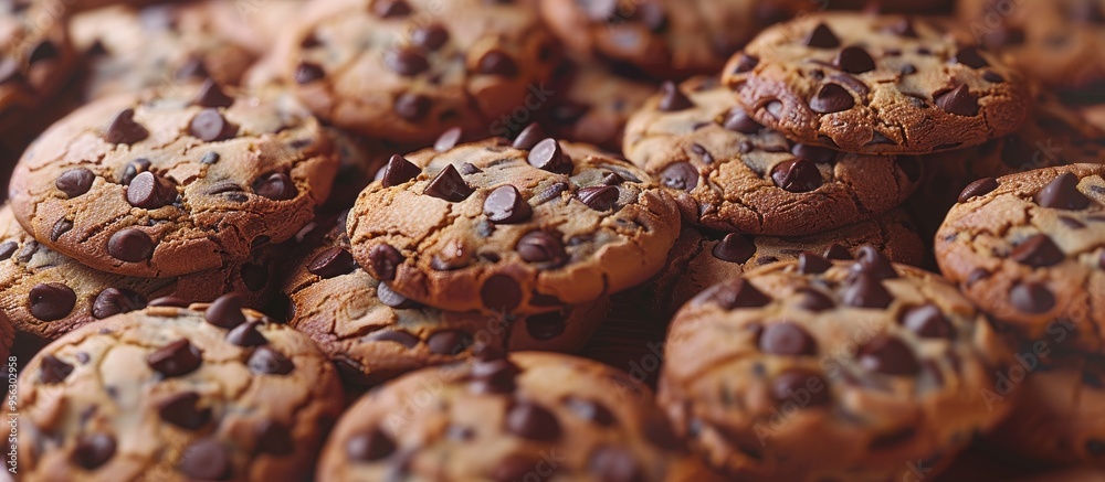 Poster An enticing copy space image featuring assorted cookies adorned with chocolate chips