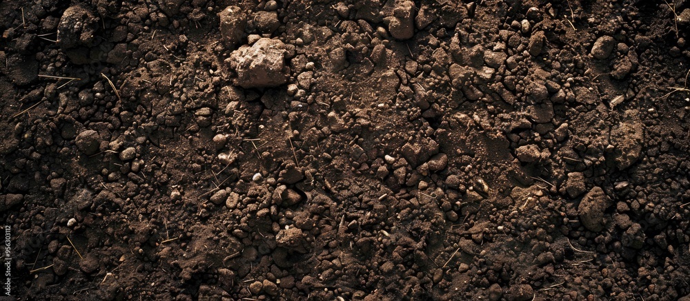 Poster aerial view of rich soil texture serves as a nature inspired background ideal for a copy space image