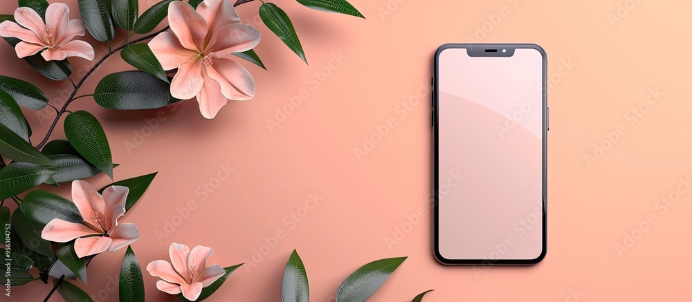 Aufkleber color background on the phone with copy space image