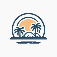 Tropical sunset with palm trees