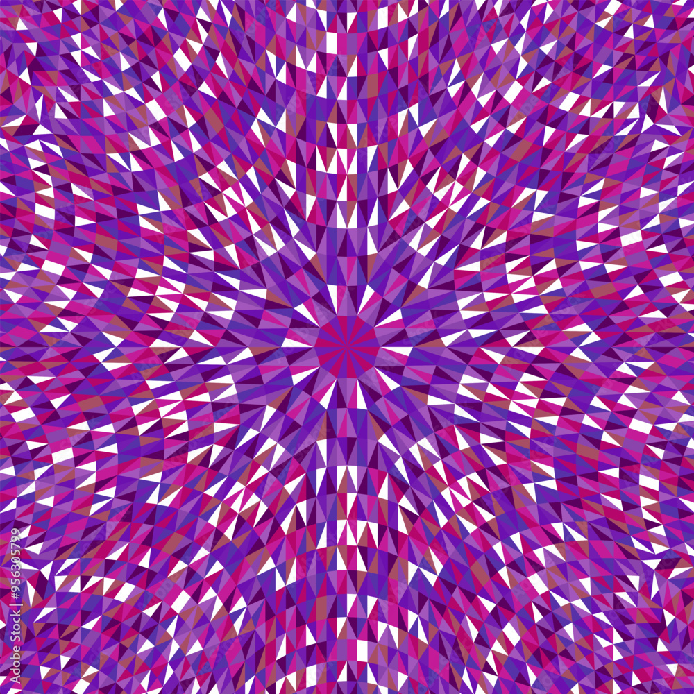 Poster dynamic hypnotic geometrical colorful tiled triangle mosaic background - circular psychedelic abstra