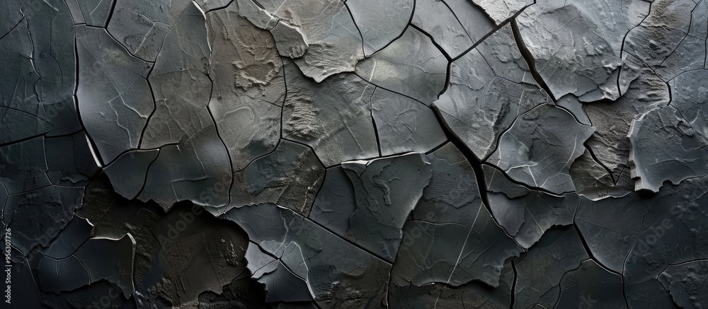 Fototapete an empty cracked grey stone wall inside a cave provides a stunning abstract background with intricat