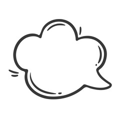 Cloud of thoughts line icon. Hand drawn retro empty balloon of mental speech, doodle thinking bubble with tail. Think, communication mascot, outline icon in comic book style vector illustration