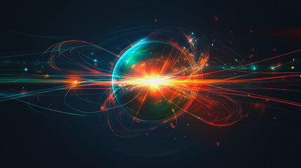 Fototapeta premium Abstract colorful business connection of lines from nodes It is connected to endless nodes and represents the innovation of communication cyber security in the network with black background