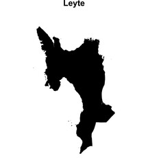 Leyte province blank outline map