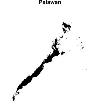 Palawan province blank outline map