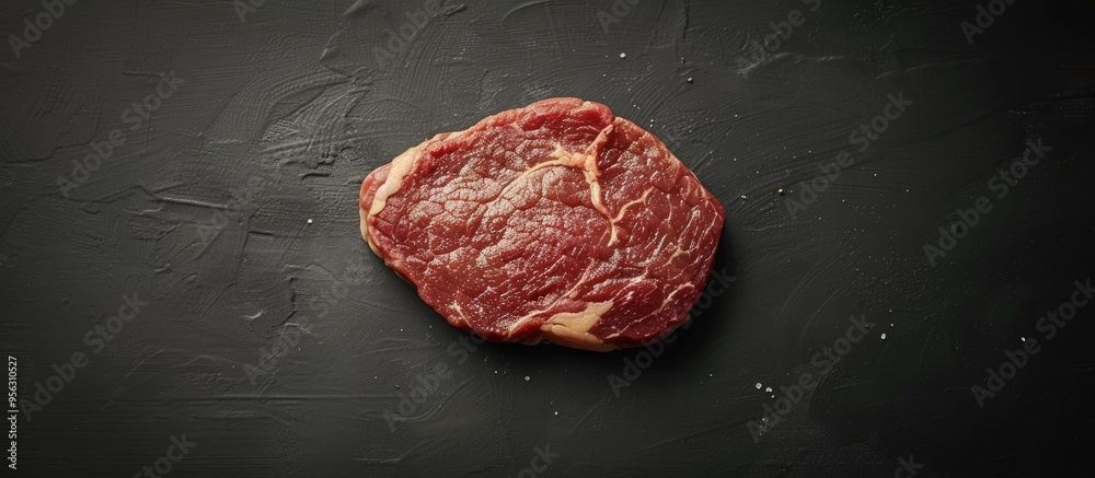Aufkleber top view of a viennese veal escalope a schnitzel steak on a black background with ample copy space i