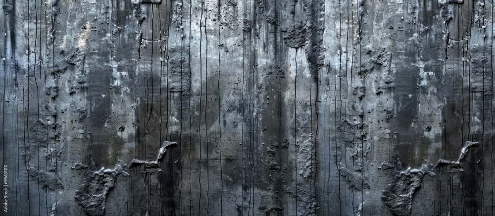 Poster Background of a concrete wall with a dark grey textured surface suitable for adding images with copy space
