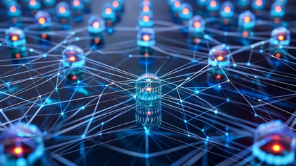Obraz premium Conceptual background image of networks, security and interconnections in blockchain technology.