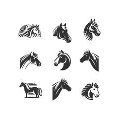 Fototapeta premium Unique Horse Head Logos: Perfect for Equestrian Businesses, Horse head collection horse vector collection horse logo stunning vector collection Ai generated