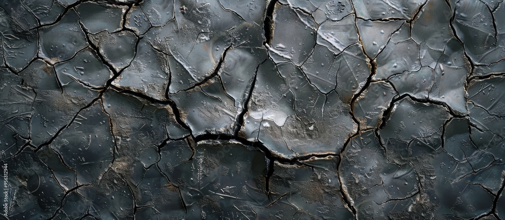 Poster Crackled surface backdrop for design with a blank area for content Ideal for a website header. Creative banner. Copyspace image
