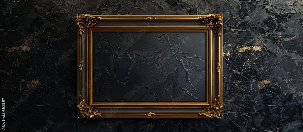 Aufkleber Vintage style blank design in a mockup of a gold picture frame with editable features providing a high quality JPG copy space image