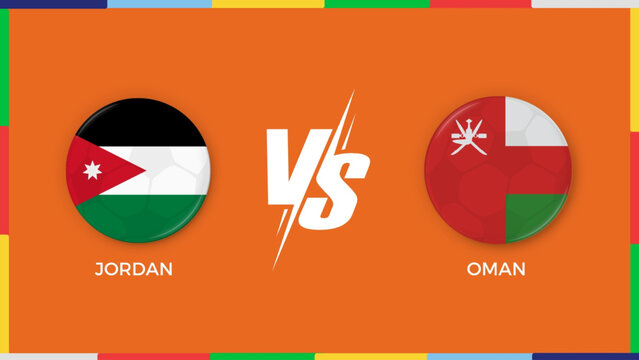 jordan vs oman flag in circle for sports banner. vector illustrator