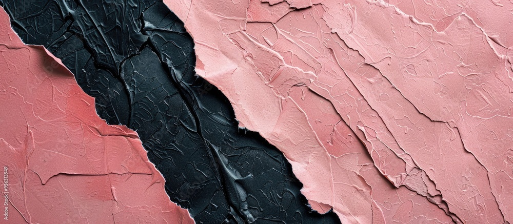 Poster Close up of textured pink and black paper ideal for banner backgrounds with copy space image