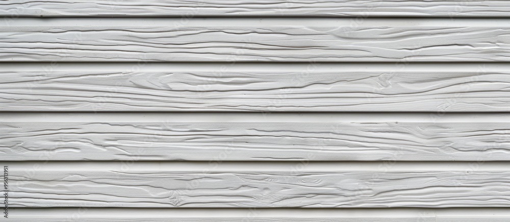 Poster close up image of white vinyl siding with a realistic wood grain texture ideal as a background or fr