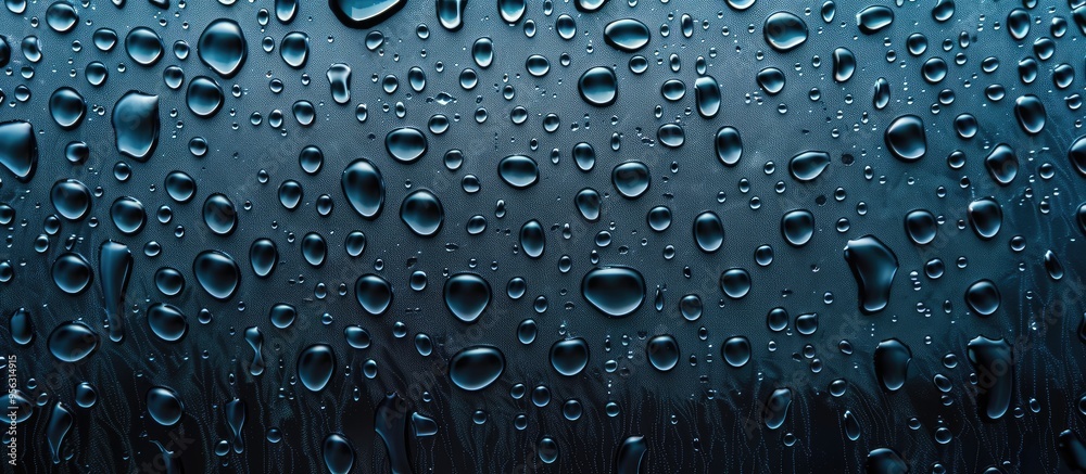 Aufkleber Water droplets on a window after rain emphasizing the concept with a copy space image