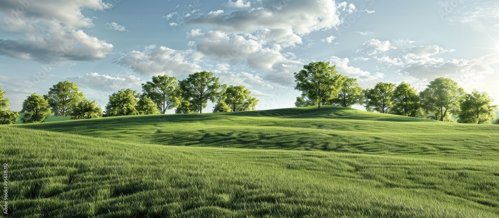 Aufkleber a serene landscape featuring a grassy field with trees in the backdrop perfect for a copy space imag