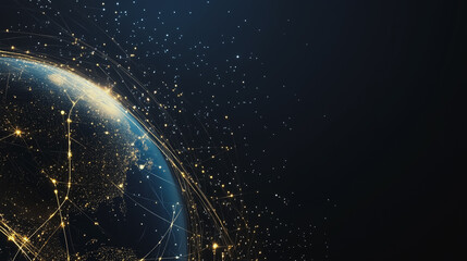 Obraz premium Abstract colorful business connection of lines from nodes It is connected to endless nodes and represents the innovation of communication cyber security in the network with black background