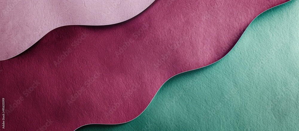 Leinwandbilder Vintage purple cardboard background with a white and green border for presentation mockups featuring a felt backdrop and space for text or images in the presentation template. Creative banner