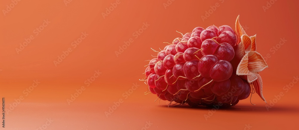 Aufkleber Close up of a ripe red raspberry with copy space image